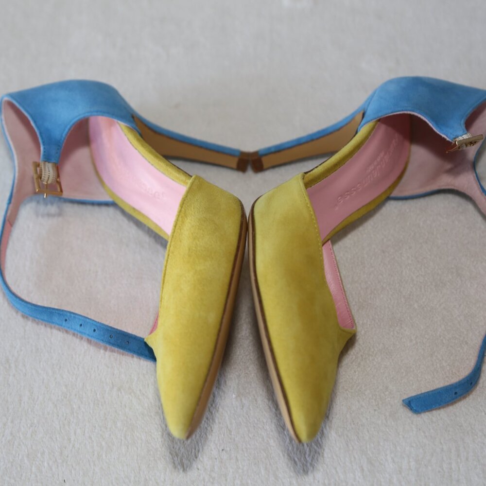 EUC Fauzian Jeunesse suede leather pumps pointed toes made in Italy SIZE 36 - Picture 6 of 8